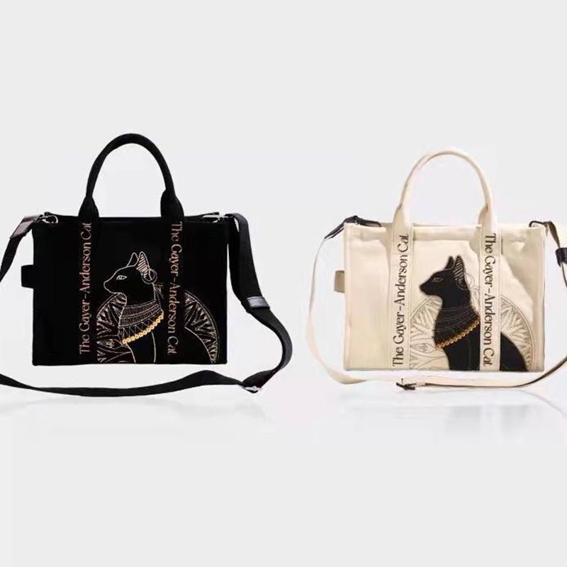 Ralo Preppy Cat Embroidered Canvas Messenger Bag - RALO COLLECTION STUDIO
