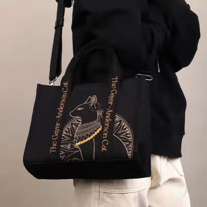Ralo Preppy Cat Embroidered Canvas Messenger Bag - RALO COLLECTION STUDIO