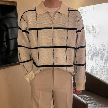 Check Lapel Knit Polo Shirt Men - RALO COLLECTION STUDIO