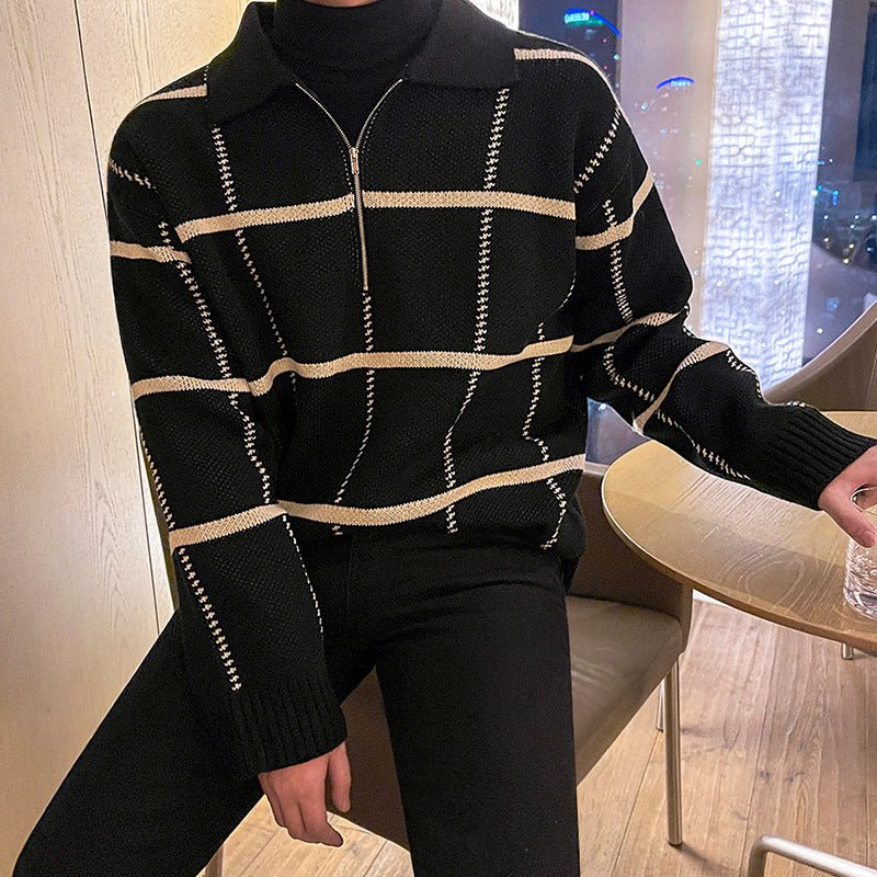 Check Lapel Knit Polo Shirt Men - RALO COLLECTION STUDIO