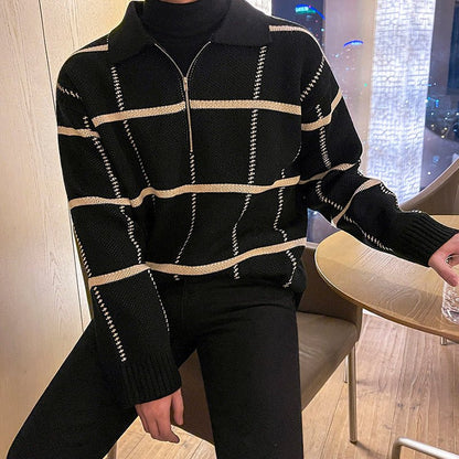 Check Lapel Knit Polo Shirt Men - RALO COLLECTION STUDIO