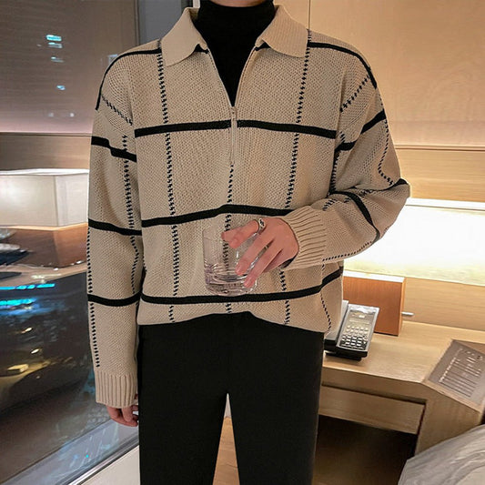 Check Lapel Knit Polo Shirt Men - RALO COLLECTION STUDIO
