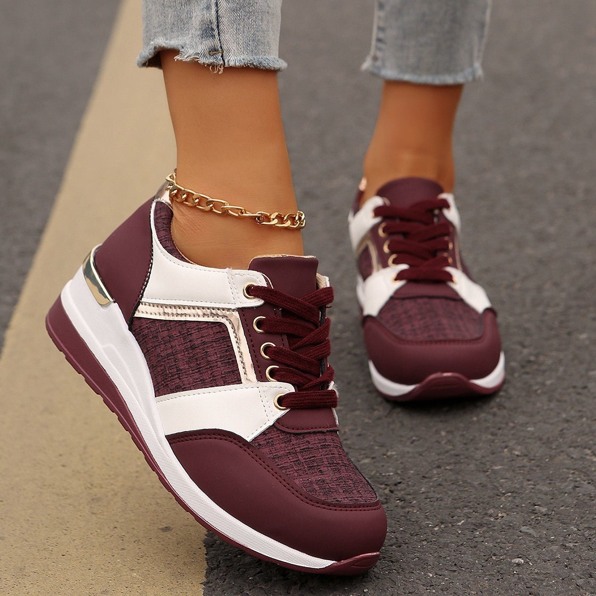 Women's Colorblock Thick-Sole Lace-Up Sneaker Ralo Collection - RALO COLLECTION STUDIO