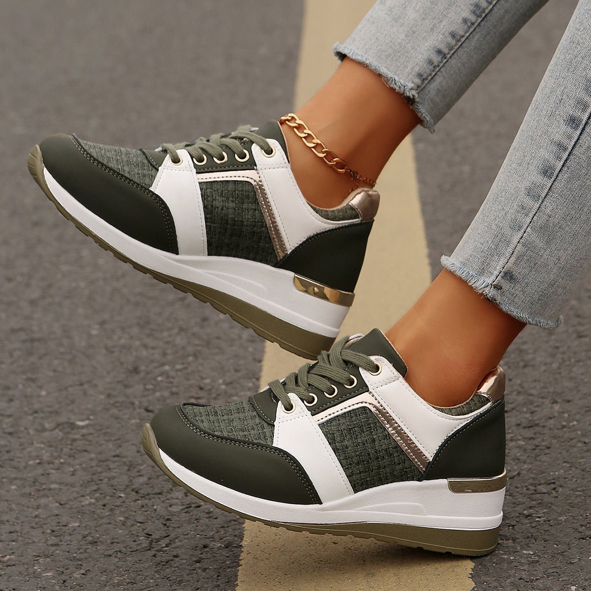 Women's Colorblock Thick-Sole Lace-Up Sneaker Ralo Collection - RALO COLLECTION STUDIO