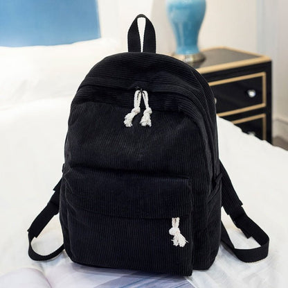 Corduroy Backpack Students Shoulder School Bags - RALO COLLECTION STUDIO