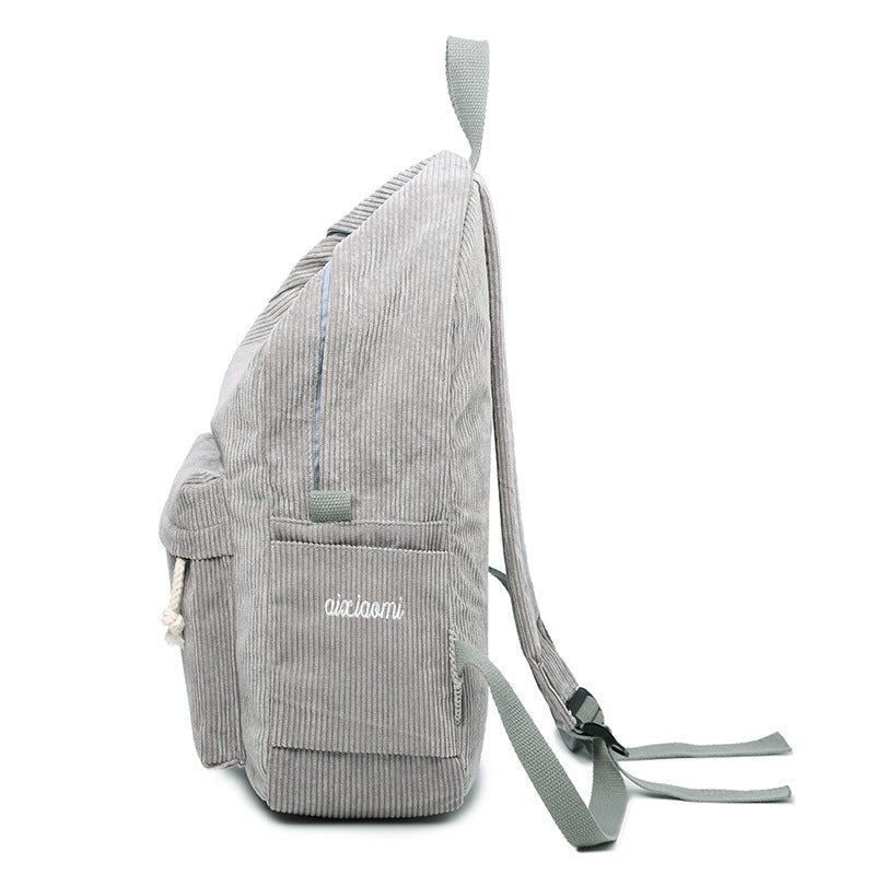 Corduroy Backpack Students Shoulder School Bags - RALO COLLECTION STUDIO