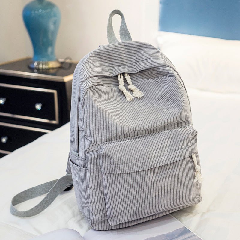 Corduroy Backpack Students Shoulder School Bags - RALO COLLECTION STUDIO