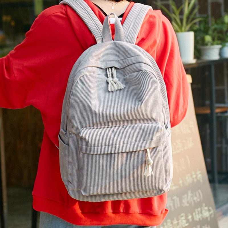 Corduroy Backpack Students Shoulder School Bags - RALO COLLECTION STUDIO
