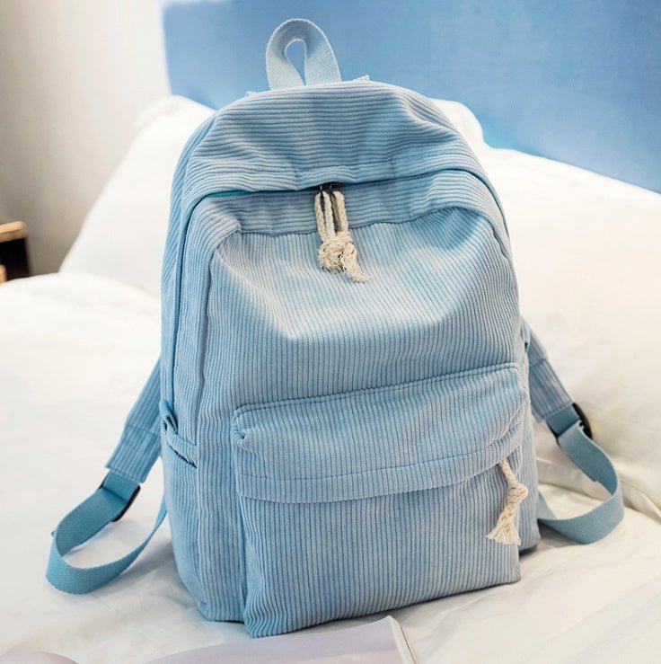 Corduroy Backpack Students Shoulder School Bags - RALO COLLECTION STUDIO