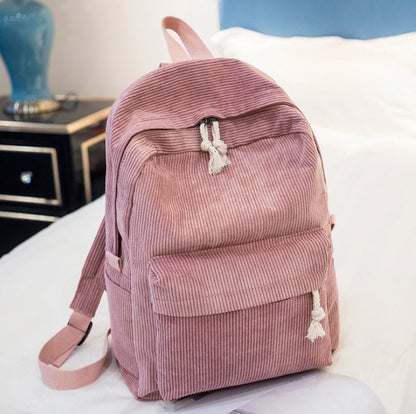 Corduroy Backpack Students Shoulder School Bags - RALO COLLECTION STUDIO