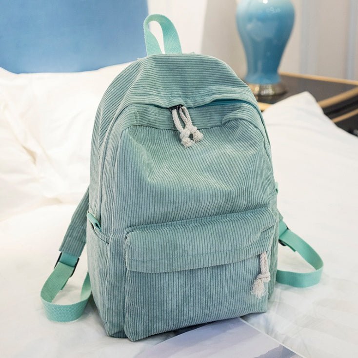 Corduroy Backpack Students Shoulder School Bags - RALO COLLECTION STUDIO