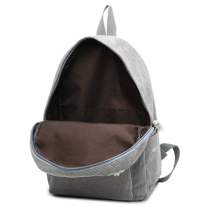 Corduroy Backpack Students Shoulder School Bags - RALO COLLECTION STUDIO