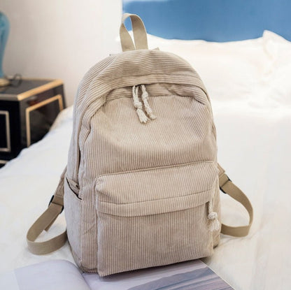 Corduroy Backpack Students Shoulder School Bags - RALO COLLECTION STUDIO