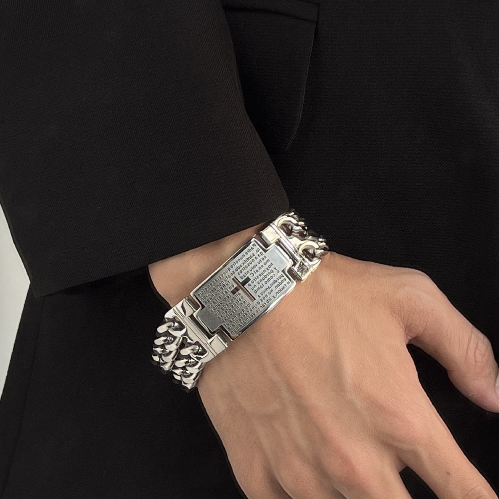 Cross Double Row Cuban Bracelet For Men - RALO COLLECTION STUDIO