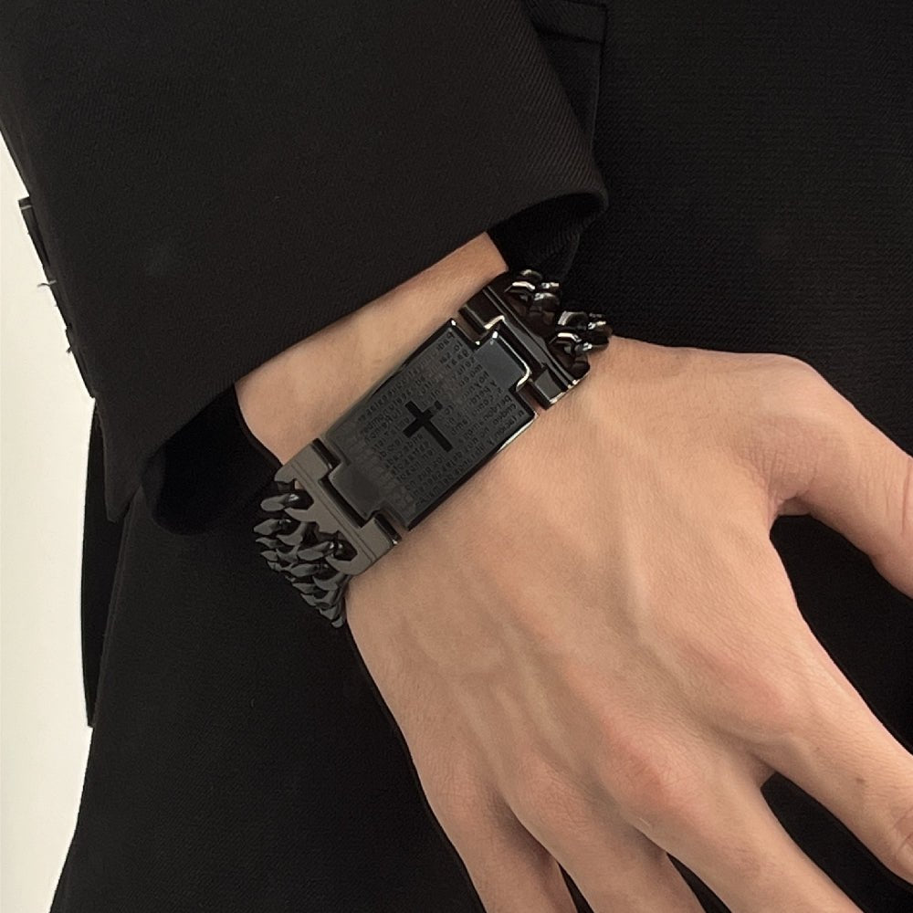 Cross Double Row Cuban Bracelet For Men - RALO COLLECTION STUDIO