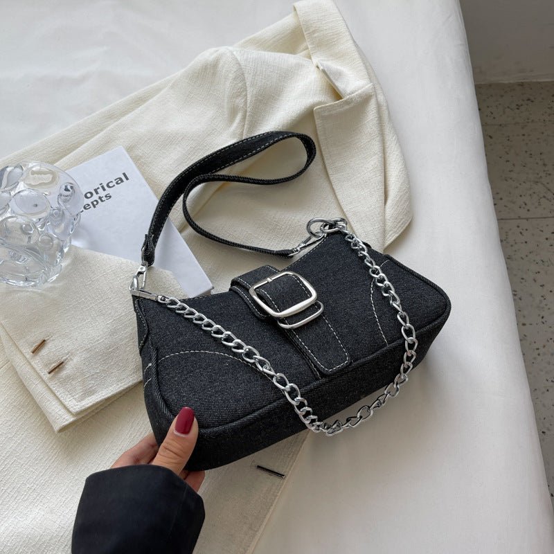 Denim Shoulder Bags Women's Fashion Chains Handbag Crossbody Bags Small Square Armpit Bag - RALO COLLECTION STUDIO