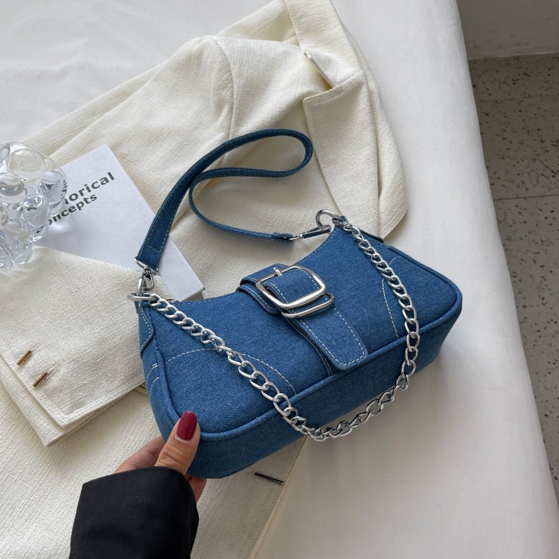 Denim Shoulder Bags Women's Fashion Chains Handbag Crossbody Bags Small Square Armpit Bag - RALO COLLECTION STUDIO