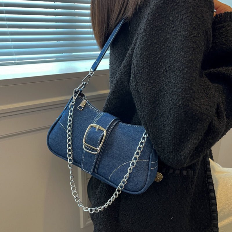 Denim Shoulder Bags Women's Fashion Chains Handbag Crossbody Bags Small Square Armpit Bag - RALO COLLECTION STUDIO