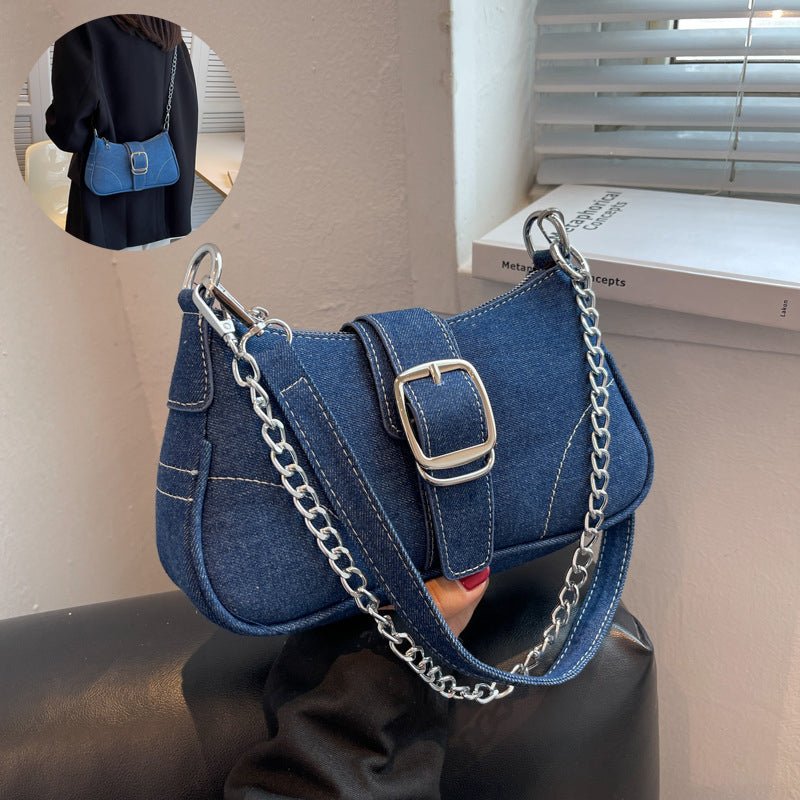 Denim Shoulder Bags Women's Fashion Chains Handbag Crossbody Bags Small Square Armpit Bag - RALO COLLECTION STUDIO