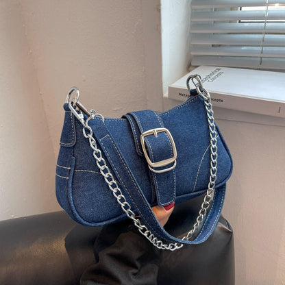 Denim Shoulder Bags Women's Fashion Chains Handbag Crossbody Bags Small Square Armpit Bag - RALO COLLECTION STUDIO
