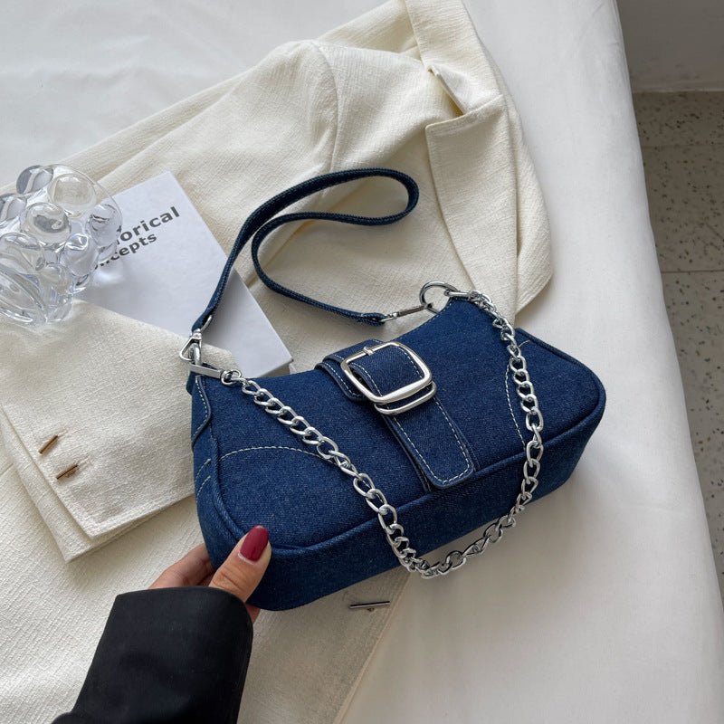 Denim Shoulder Bags Women's Fashion Chains Handbag Crossbody Bags Small Square Armpit Bag - RALO COLLECTION STUDIO