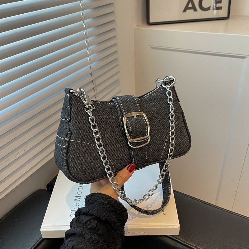 Denim Shoulder Bags Women's Fashion Chains Handbag Crossbody Bags Small Square Armpit Bag - RALO COLLECTION STUDIO