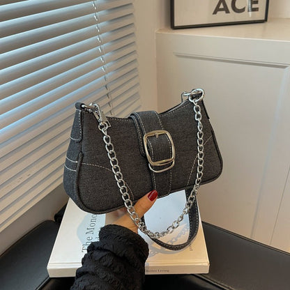 Denim Shoulder Bags Women's Fashion Chains Handbag Crossbody Bags Small Square Armpit Bag - RALO COLLECTION STUDIO
