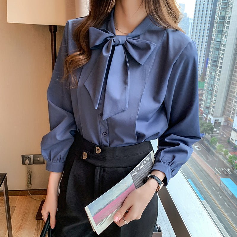 Designed Bowknot Women's Shirt Chiffon Shirt - RALO COLLECTION STUDIO