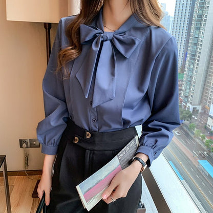 Designed Bowknot Women's Shirt Chiffon Shirt - RALO COLLECTION STUDIO