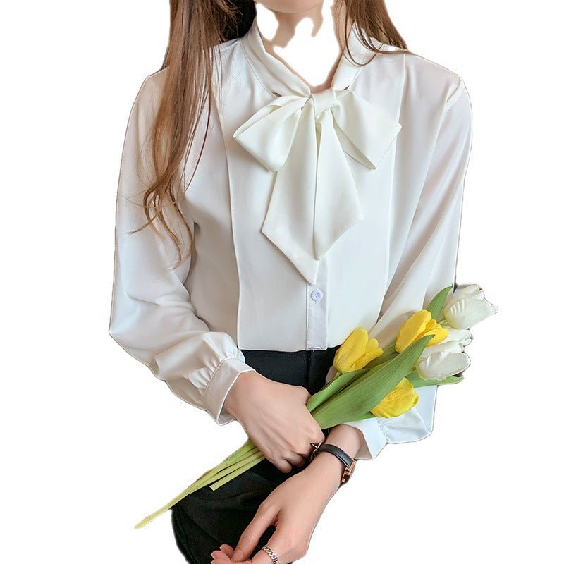 Designed Bowknot Women's Shirt Chiffon Shirt - RALO COLLECTION STUDIO