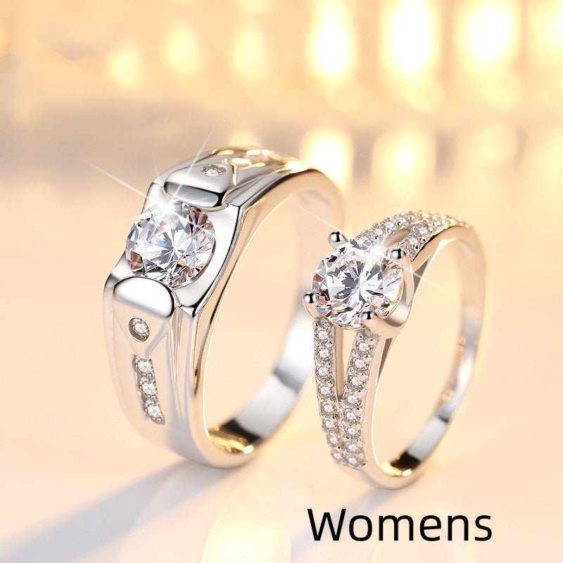 Diamond Romantic Couple Rings Men's Silver Plated Pair Rings - RALO COLLECTION STUDIO