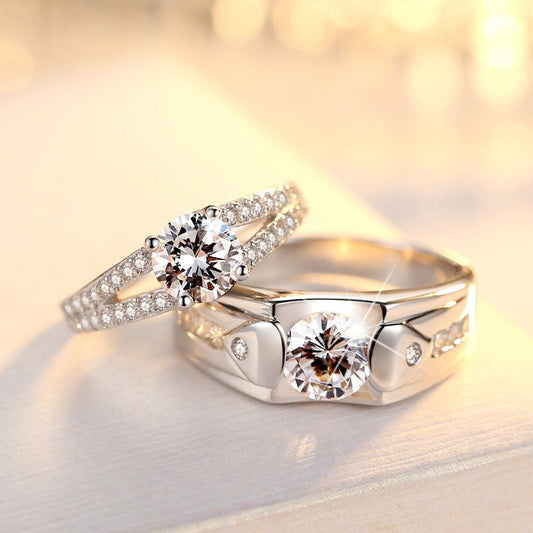Diamond Romantic Couple Rings Men's Silver Plated Pair Rings - RALO COLLECTION STUDIO