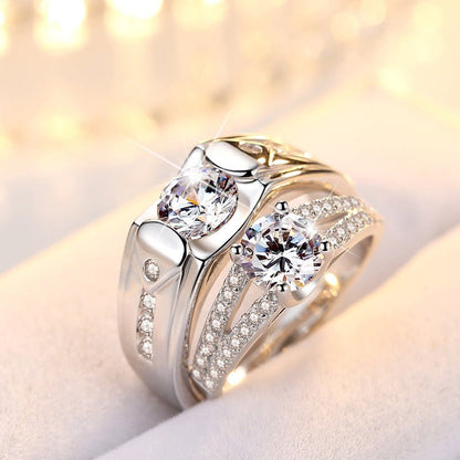 Diamond Romantic Couple Rings Men's Silver Plated Pair Rings - RALO COLLECTION STUDIO