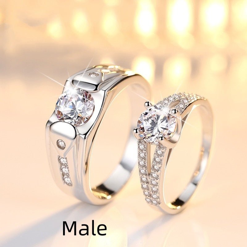 Diamond Romantic Couple Rings Men's Silver Plated Pair Rings - RALO COLLECTION STUDIO