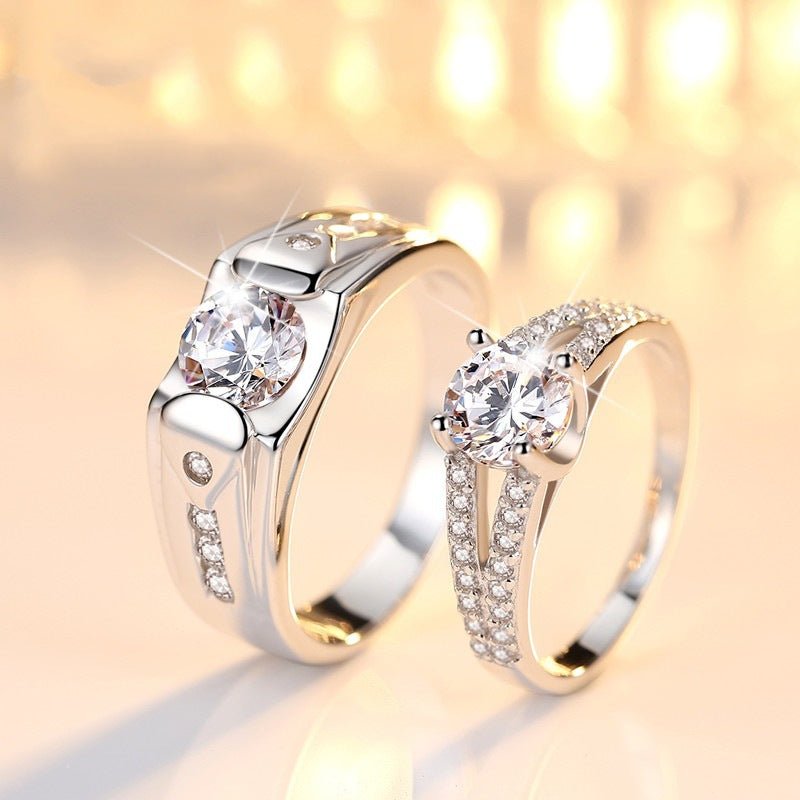 Diamond Romantic Couple Rings Men's Silver Plated Pair Rings - RALO COLLECTION STUDIO