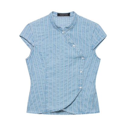 Double-breasted Top Mini Striped Shorts Set - RALO COLLECTION STUDIO