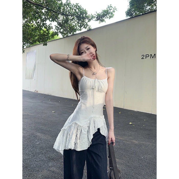 Elegant Camisole With An Irregular Slanted Hemlinesweet Figure-flattering And Versatile Sleeveless Top - RALO COLLECTION STUDIO