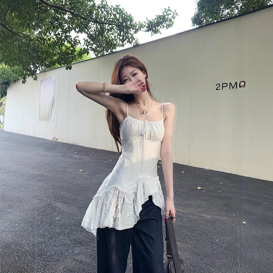 Elegant Camisole With An Irregular Slanted Hemlinesweet Figure-flattering And Versatile Sleeveless Top - RALO COLLECTION STUDIO