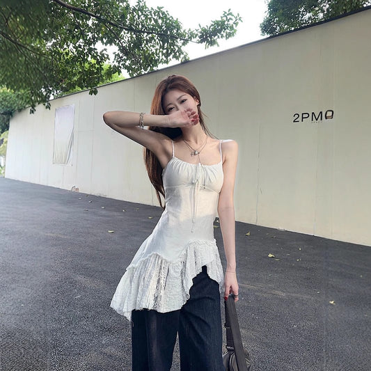 Elegant Camisole With An Irregular Slanted Hemlinesweet Figure-flattering And Versatile Sleeveless Top - RALO COLLECTION STUDIO