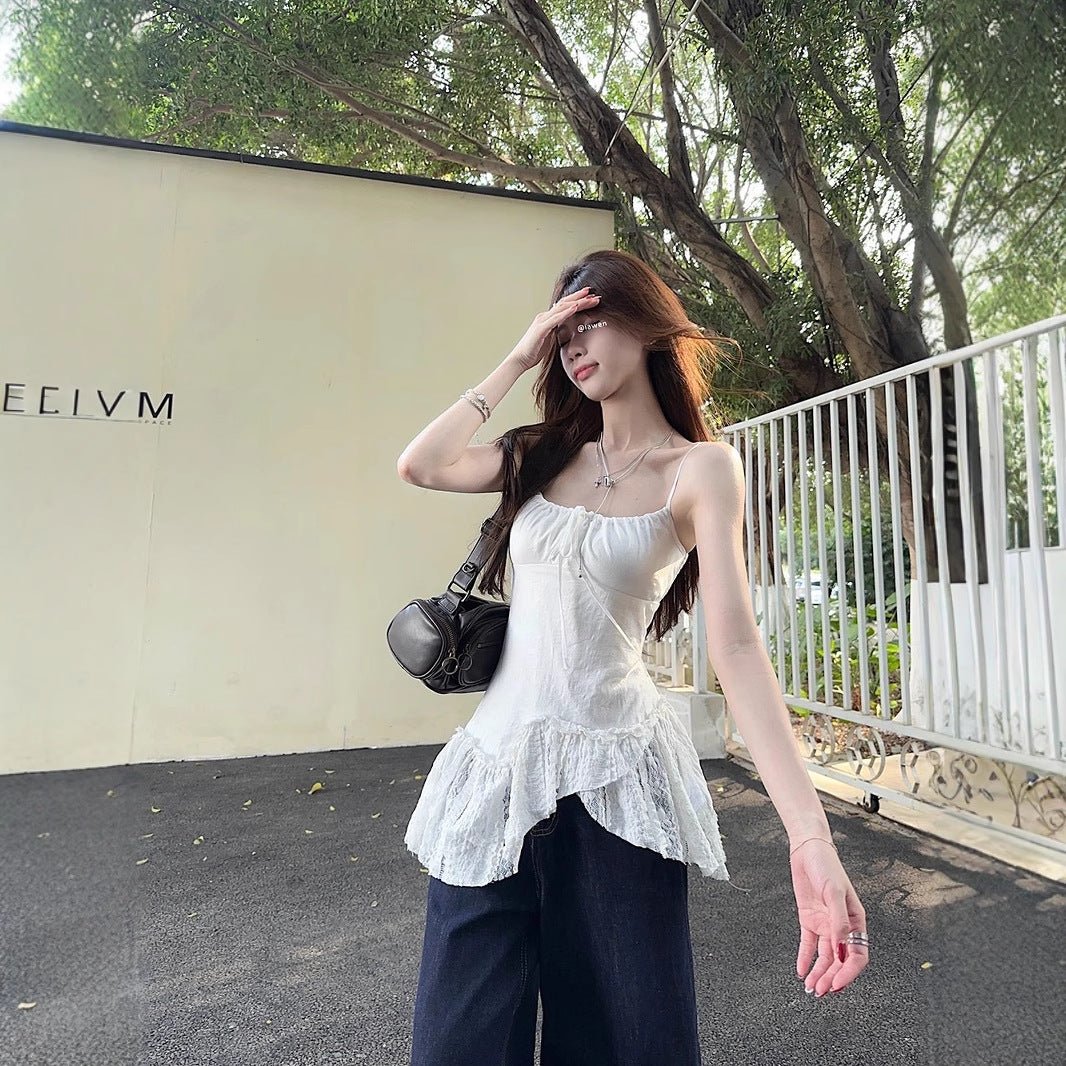 Elegant Camisole With An Irregular Slanted Hemlinesweet Figure-flattering And Versatile Sleeveless Top - RALO COLLECTION STUDIO