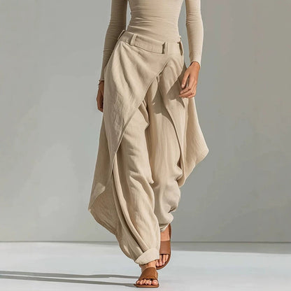 Elegant Casual Two-piece Set Featuring An Irregularly Draped Wide-leg Pants Style - RALO COLLECTION STUDIO