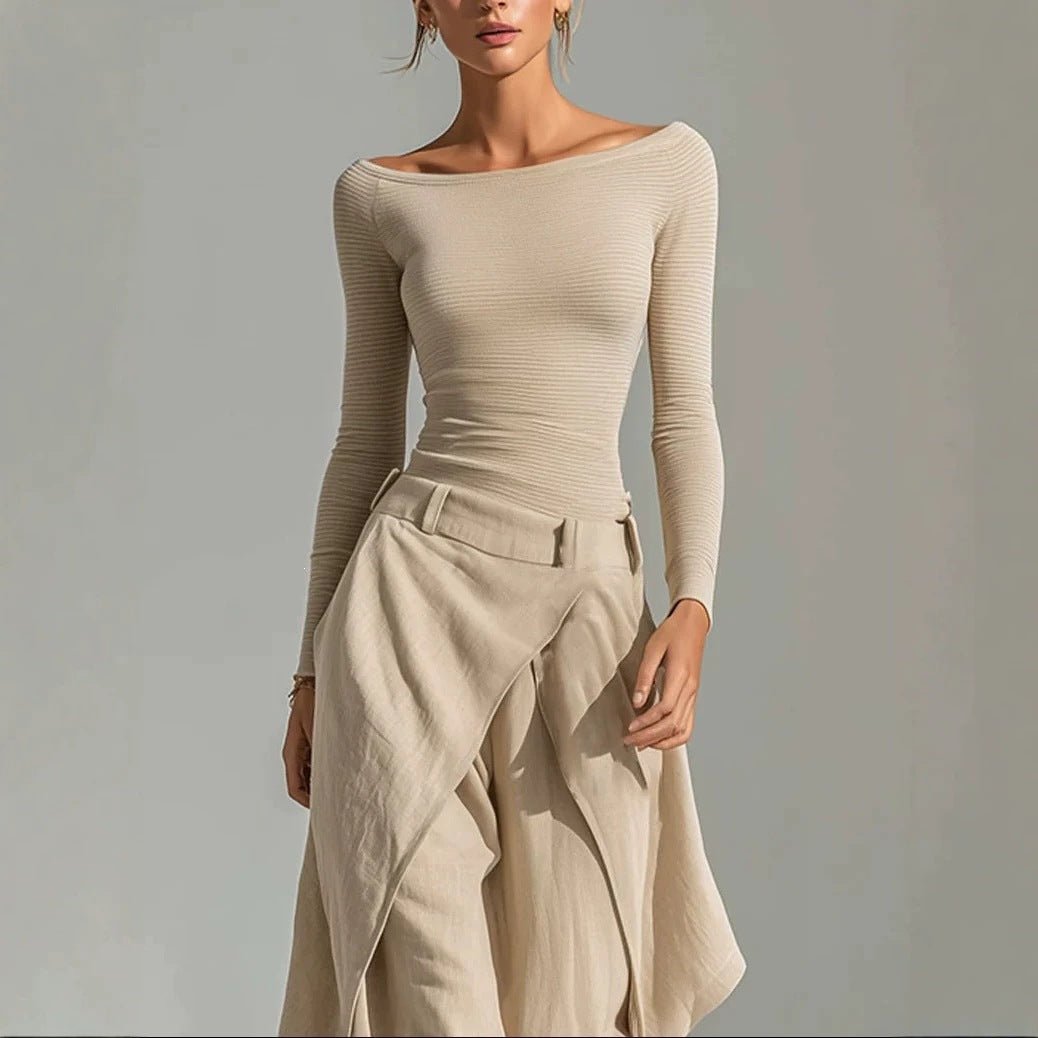 Elegant Casual Two-piece Set Featuring An Irregularly Draped Wide-leg Pants Style - RALO COLLECTION STUDIO