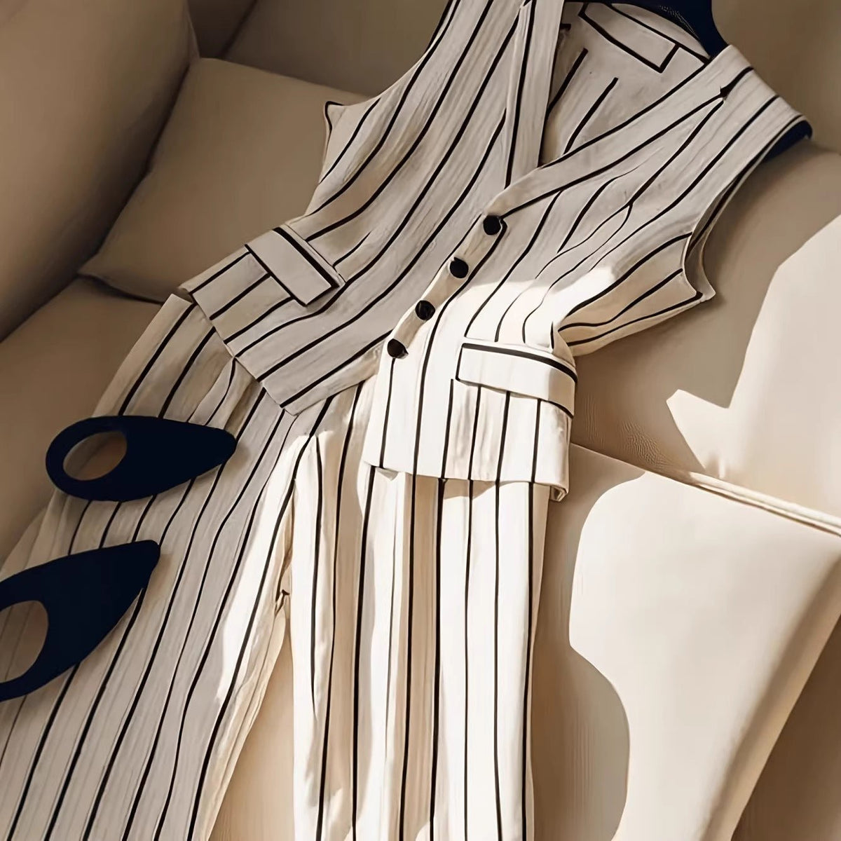 Elegant Sleeveless Blazer Vest And Wide-leg Pants Set For Women - RALO COLLECTION STUDIO
