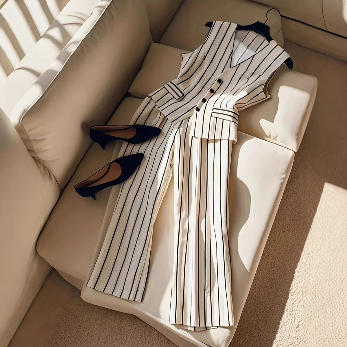 Elegant Sleeveless Blazer Vest And Wide-leg Pants Set For Women - RALO COLLECTION STUDIO