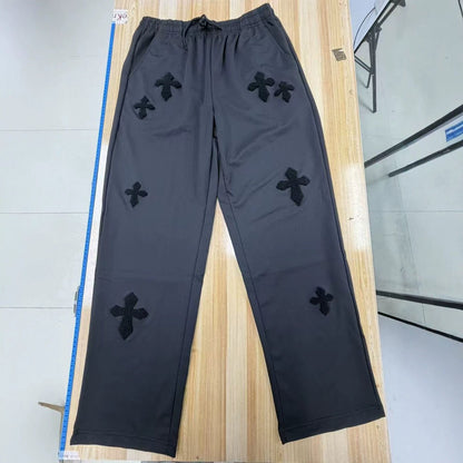 Embroidered Cross-Design Thickened Sweatpants For Men - RALO COLLECTION STUDIO
