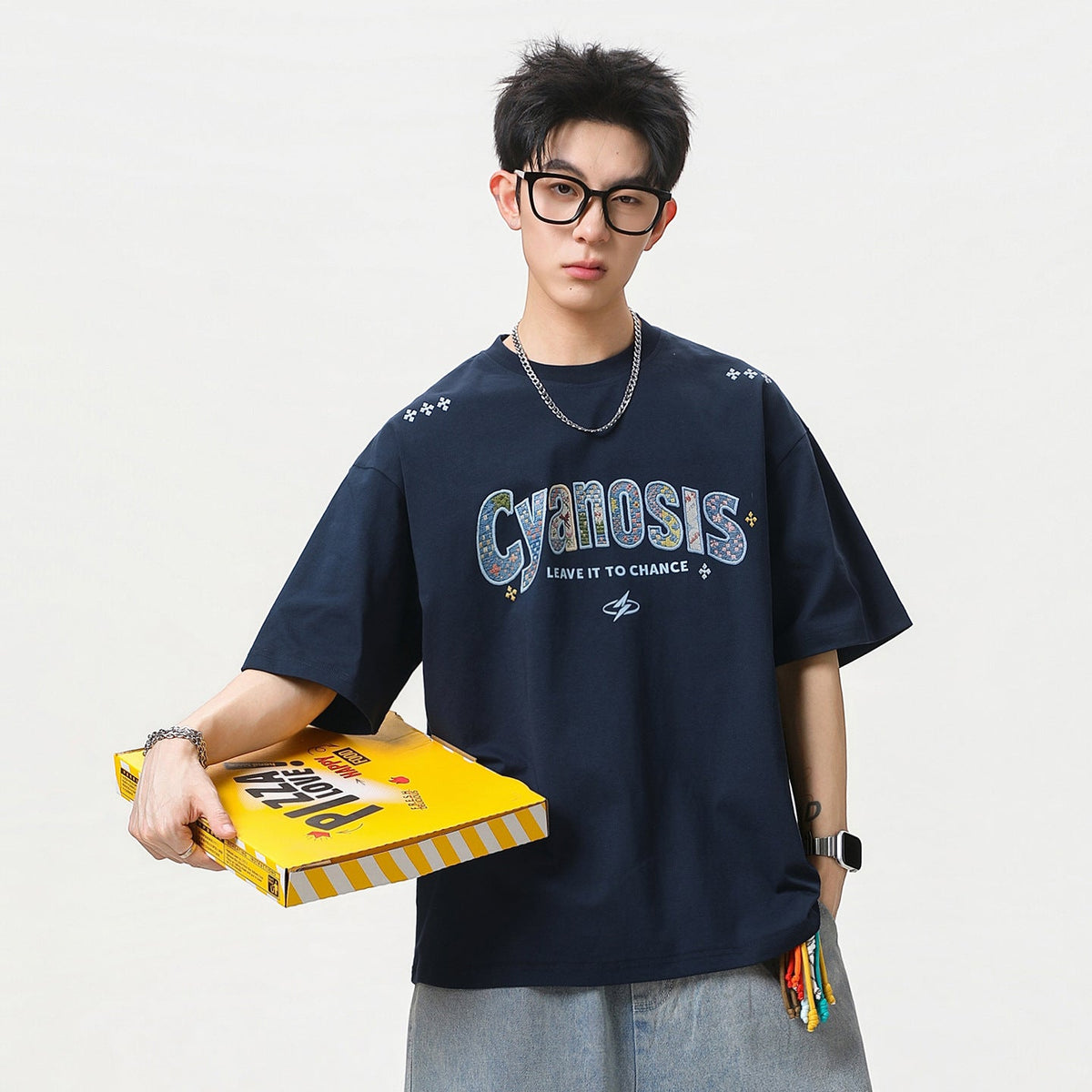 Embroidered Patch Cotton Short-Sleeve T-Shirt For Men - RALO COLLECTION STUDIO