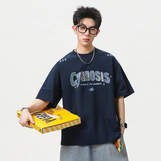 Embroidered Patch Cotton Short-Sleeve T-Shirt For Men - RALO COLLECTION STUDIO