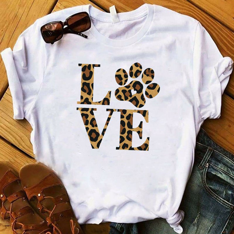 European And American Leopard Print Love Short Sleeve Shirt For Men And Women - RALO COLLECTION STUDIO