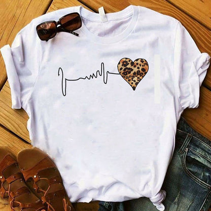 European And American Leopard Print Love Short Sleeve Shirt For Men And Women - RALO COLLECTION STUDIO