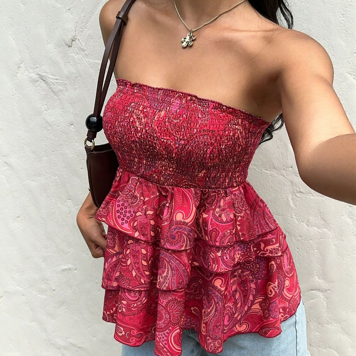 European And American-style Multi-layer Ruffled Strapless Top For Women - RALO COLLECTION STUDIO